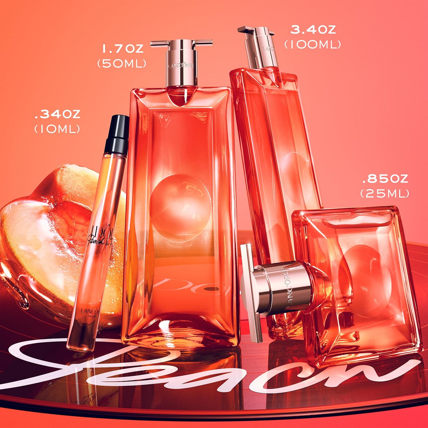 Lancôme Idôle Peach ‘N Roses Eau de Parfum – Juicy Peach, Sparkling Red Berries & Velvety Rose, Fruity Floral Perfume, Everyday Scent